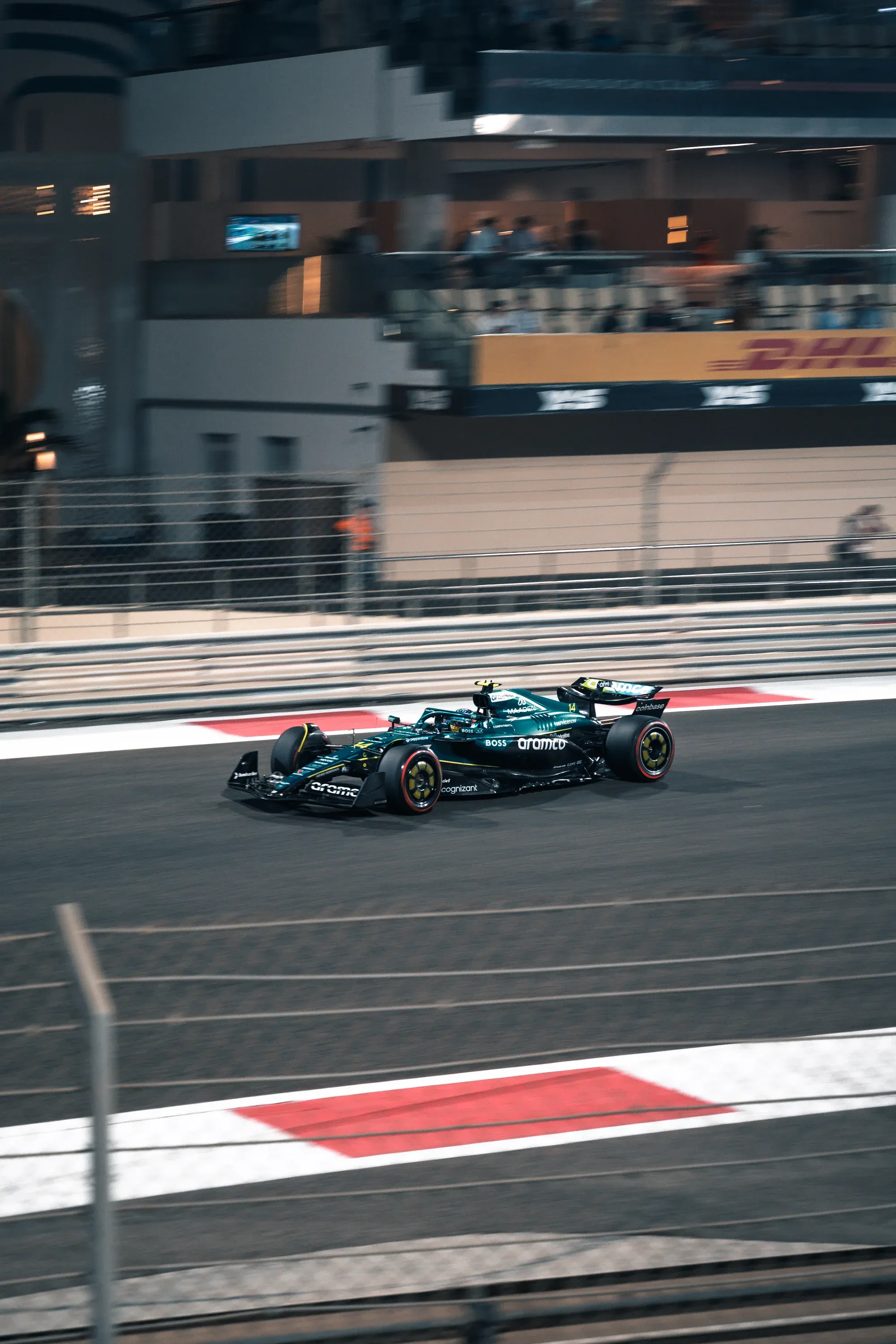 High-speed car chase or racing scene, cinematic motion blur.